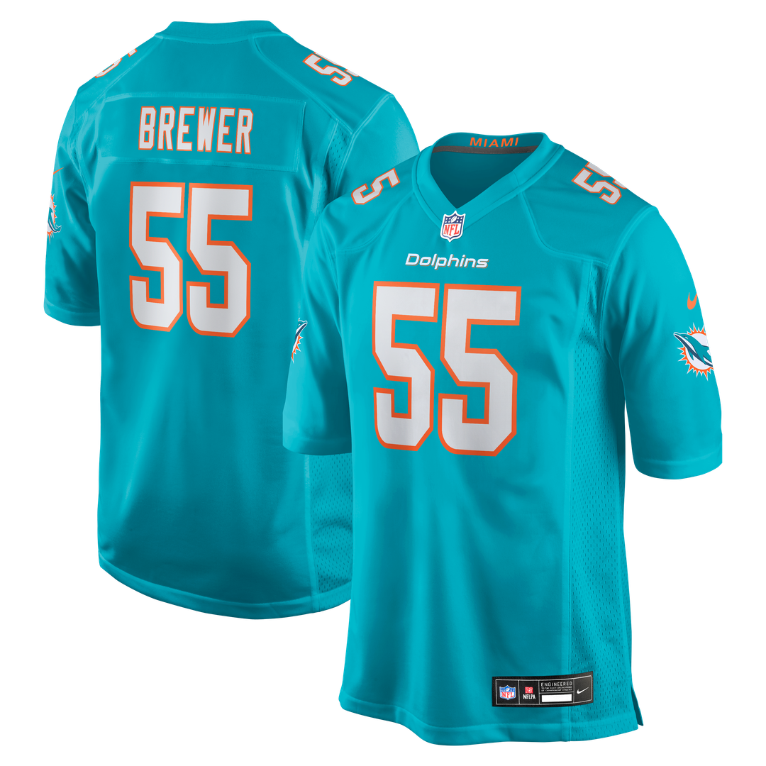 Aaron Brewer Miami Dolphins Nike  Game Jersey -  Aqua
